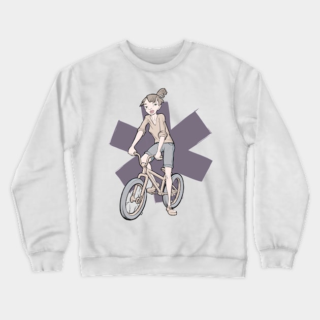 Bike girl Crewneck Sweatshirt by motylanoga